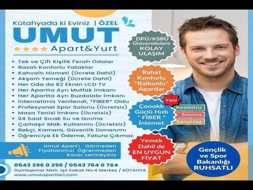 Umut Erkek Öğrenci Apart Yurdu - broşür